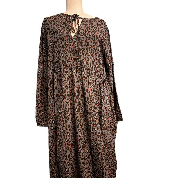 Grace Atwood x The Drop Loose Fit Gray Animal Print Mid-Calf Dress Size L, NWT - Picture 2 of 7